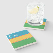 Vlag van Karakalpakstan Stenen Onderzetter (Zijkant)