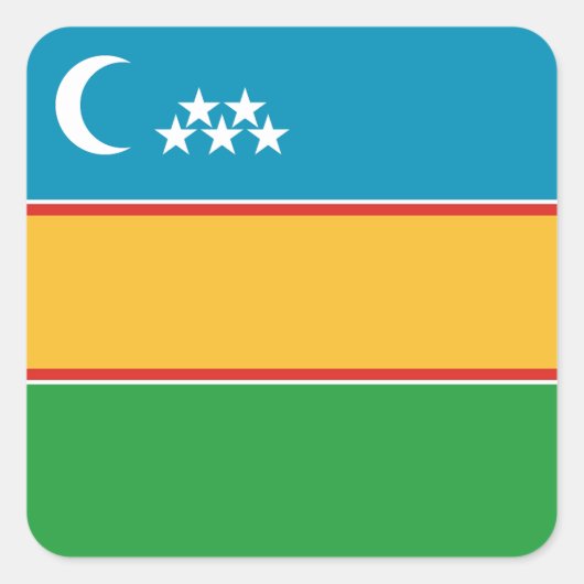 Vlag van Karakalpakstan Vierkante Sticker (Voorkant)