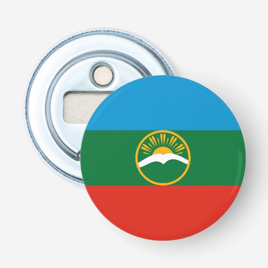Vlag van Karatsjaj-Tsjerkessië Button Flesopener (Voorkant)