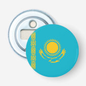 vlag van Kazachstan Button Flesopener (Voorkant)