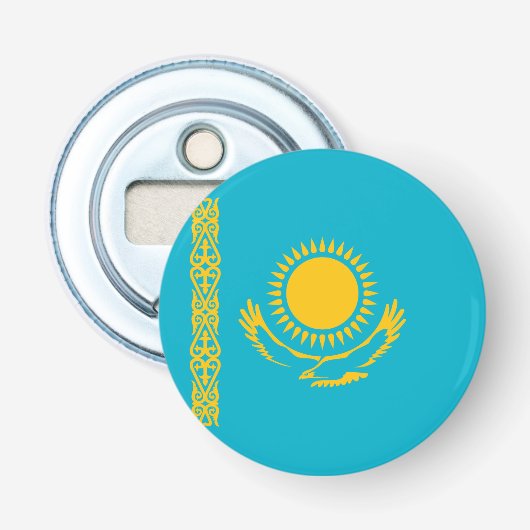 vlag van Kazachstan Button Flesopener (Voorkant)
