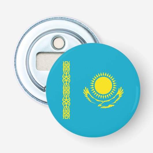 Vlag van Kazachstan Button Flesopener (Voorkant)