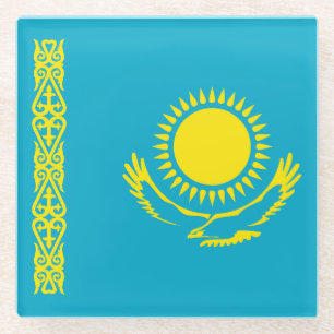 Vlag van Kazachstan Glazen Onderzetter