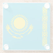 Vlag van Kazachstan Glazen Onderzetter (Achterkant)