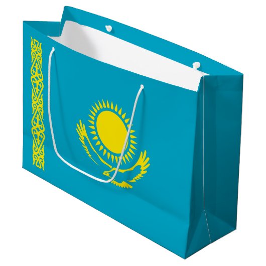 Vlag van Kazachstan Groot Cadeauzakje (Voorkant Gekanteld)