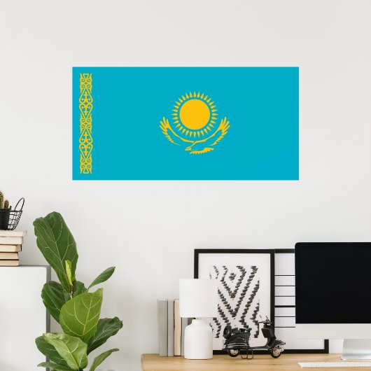 Vlag van Kazachstan Poster (Thuiskantoor)