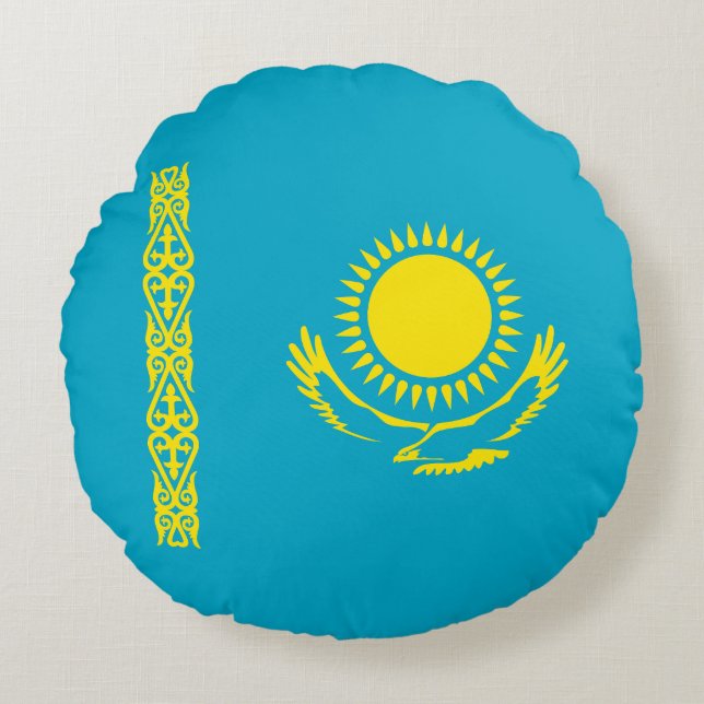 Vlag van Kazachstan Rond Kussen (Voorkant)