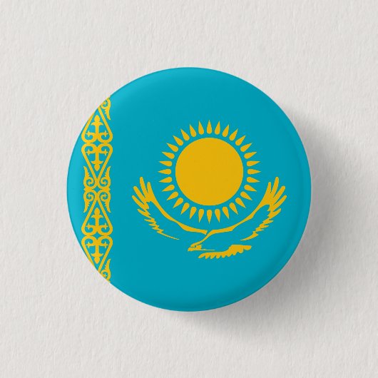 Vlag van Kazachstan Ronde Button 3,2 Cm (Voorkant)