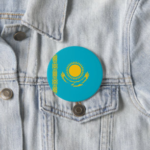 vlag van Kazachstan Ronde Button 7,6 Cm