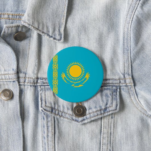 vlag van Kazachstan Ronde Button 7,6 Cm (In situ)