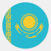 Vlag van Kazachstan Ronde Sticker (Voorkant)