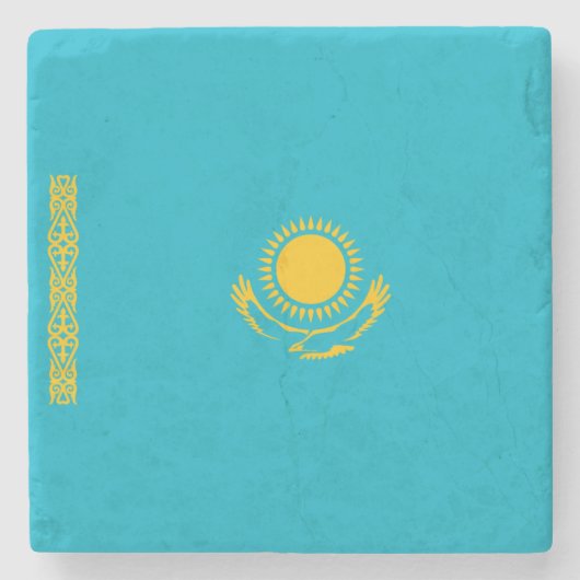 Vlag van Kazachstan Stenen Onderzetter (Voorkant)