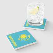 Vlag van Kazachstan Stenen Onderzetter (Zijkant)