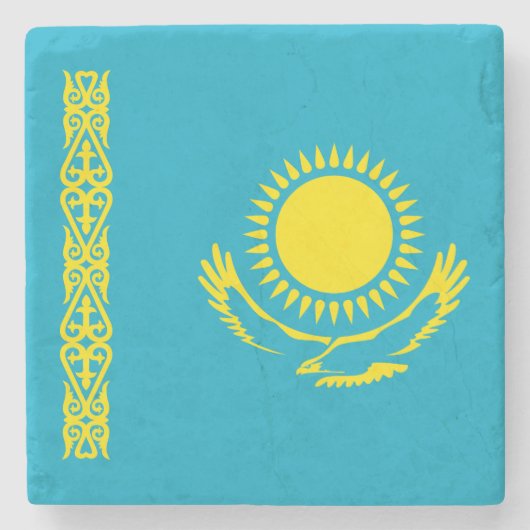 Vlag van Kazachstan Stenen Onderzetter (Voorkant)