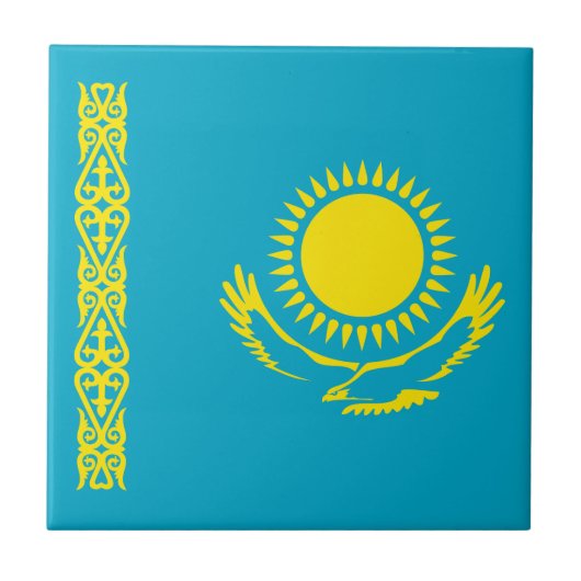 Vlag van Kazachstan Tegeltje (Voorkant)
