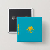 Vlag van Kazachstan Vierkante Button 5,1 Cm (Voorkant /achterkant)