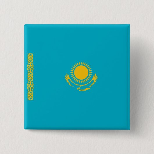 Vlag van Kazachstan Vierkante Button 5,1 Cm (Voorkant)