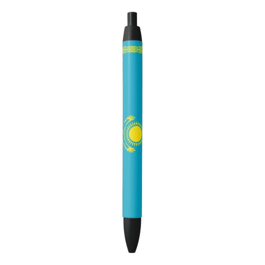 Vlag van Kazachstan Zwarte Inkt Pen (Voorkant Verticaal)