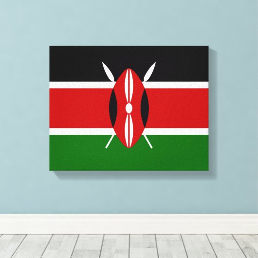 Vlag van Kenia Afrika Canvas Afdruk (Insitu (Houten vloer))