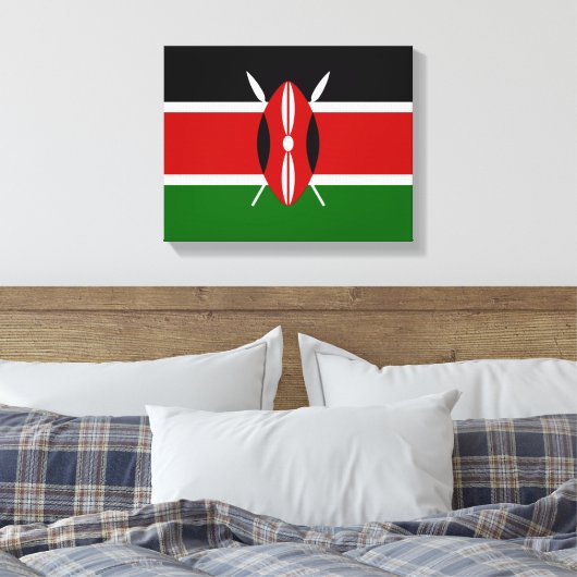 Vlag van Kenia Afrika Canvas Afdruk (Insitu (Slaapkamer))