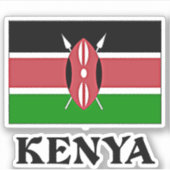 Vlag van Kenia, gelabeld Sticker (Voorkant)