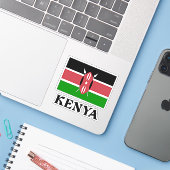 Vlag van Kenia, gelabeld Sticker (Laptop met iPhone)