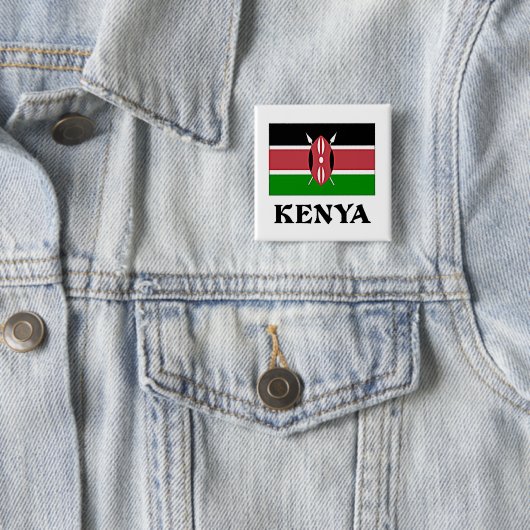 Vlag van Kenia, met het opschrift Vierkante Button 5,1 Cm (In situ)
