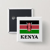 Vlag van Kenia, met het opschrift Vierkante Button 5,1 Cm (Voorkant /achterkant)