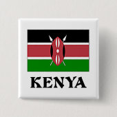 Vlag van Kenia, met het opschrift Vierkante Button 5,1 Cm (Voorkant)