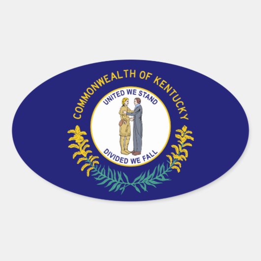 Vlag van Kentucky Ovale Sticker (Voorkant)