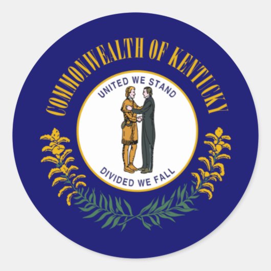Vlag van Kentucky Vlag van Kentucky Ronde Sticker (Voorkant)