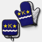 Vlag van Kinshasa, Congo Square Paper Onderzetter Ovenwant & Pannenlap Set (Voorkant / Achterkant)