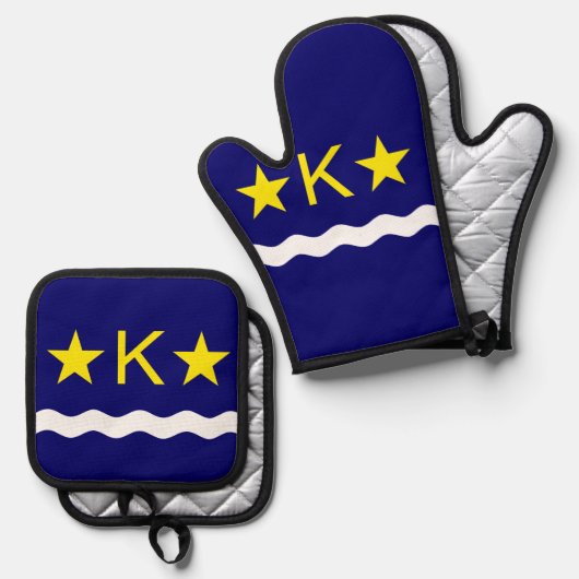 Vlag van Kinshasa, Congo Square Paper Onderzetter Ovenwant & Pannenlap Set (Voorkant / Achterkant)