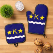 Vlag van Kinshasa, Congo Square Paper Onderzetter Ovenwant & Pannenlap Set (Top down)