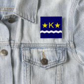Vlag van Kinshasa, Kongo Pinback-Button Vierkante Button 5,1 Cm (In situ)