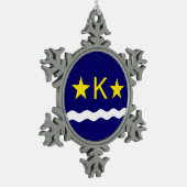 Vlag van Kinshasa, Kongo Snowflake Pewter Kerstmis Tin Sneeuwvlok Ornament (Links)