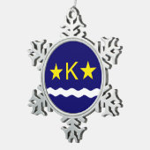 Vlag van Kinshasa, Kongo Snowflake Pewter Kerstmis Tin Sneeuwvlok Ornament (Rechts)