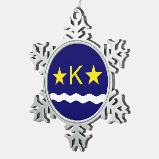 Vlag van Kinshasa, Kongo Snowflake Pewter Kerstmis Tin Sneeuwvlok Ornament (Rechts)