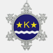 Vlag van Kinshasa, Kongo Snowflake Pewter Kerstmis Tin Sneeuwvlok Ornament (Voorkant)