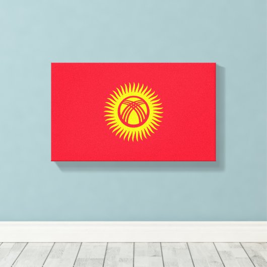 Vlag van Kirgizië Canvas Afdruk (Insitu (Houten vloer))