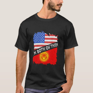 Vlag van Kirgizië Ik ben beiden USA Amerika Kirgie T-shirt