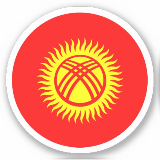 Vlag van Kirgizië Ronde Sticker (Voorkant)