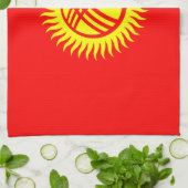 Vlag van Kirgizië Theedoek (Gevouwen)