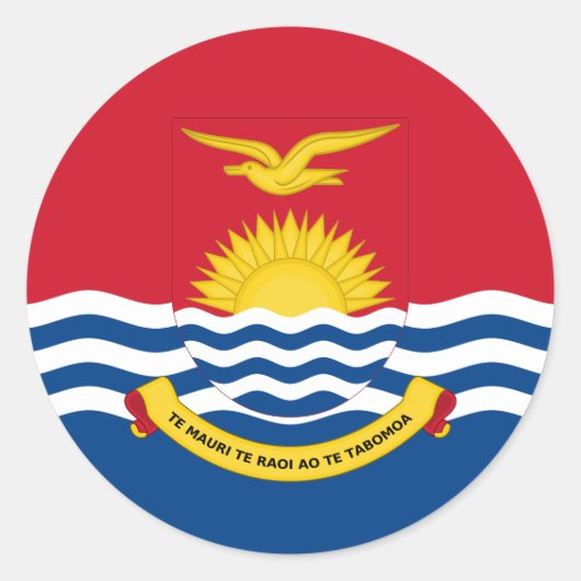 Vlag van Kiribati en wapen van Kiribati Ronde Sticker (Voorkant)