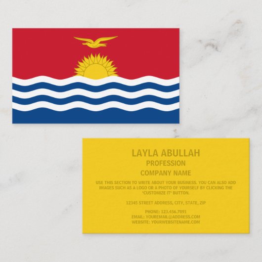 Vlag van Kiribati, vlag van Kiribati Visitekaartje (Voorkant / Achterkant)