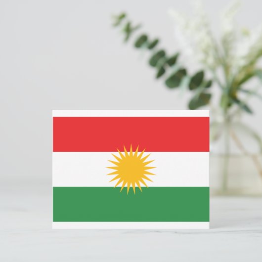Vlag van Koerdistan (Alay Kurdistan of Alaya Rengî Briefkaart (Staand voorkant)