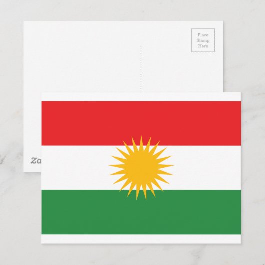Vlag van Koerdistan (Alay Kurdistan of Alaya Rengî Briefkaart (Voorkant / Achterkant)