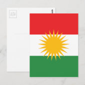 Vlag van Koerdistan (Alay Kurdistan of Alaya Rengî Briefkaart (Voorkant / Achterkant)