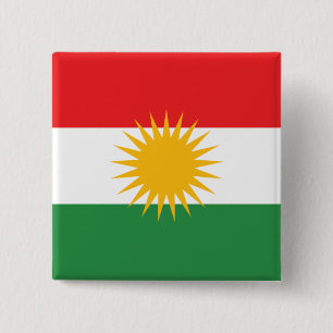 Vlag van Koerdistan Vierkante Button 5,1 Cm
