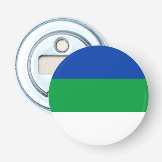 Vlag van Komi Republiek Button Flesopener (Voorkant)